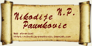 Nikodije Paunković vizit kartica